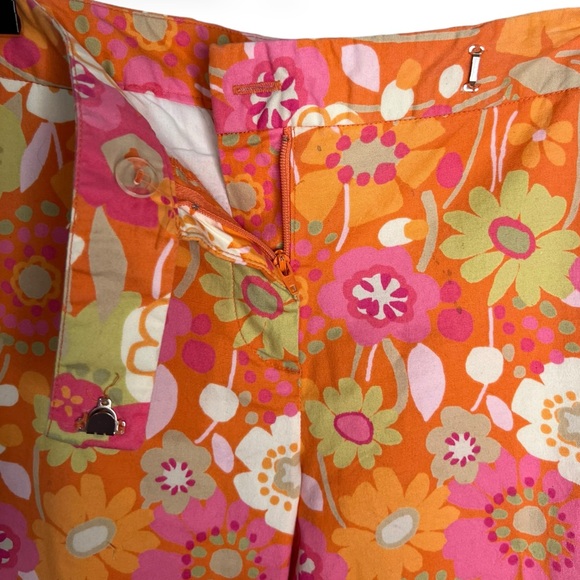 Sigrid Olsen Crop Pants Womens 8 Petite Stretch Capri Orange Pink Floral Ladies - Picture 5 of 8